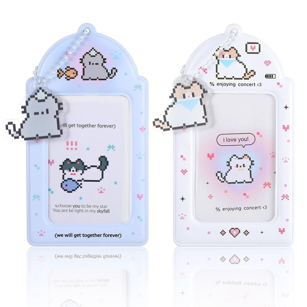 1050 2 Pcs Photocard Holder with Cute Cat Keychain, Y2K Kawaii Photocard
